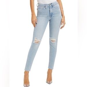 Good American Good Legs Crop Raw Hem distressed Skinny Jeans size 16